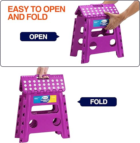 Miniatura 33 de Korpai Taburete plegable mejorado de 9 pulgadas para adultos y niños con capacidad para hasta 300 libras, taburetes plegables antideslizantes con
