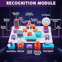 Vista 5 de VATOS Circuito científico para niños, kit de exploración electrónica de bricolaje de 53 piezas con más de 150 proyectos, kit de placa de circuito