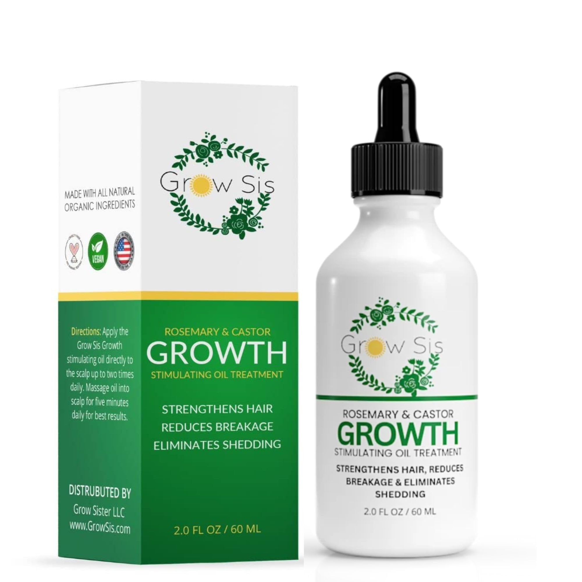 Rosemary Black Castor Oil Hair Growth Serum 2oz - Natural Hair Treatment with Organic Oils - Prevents Breakage - Soothes Dry Scalp - For All Hair Types