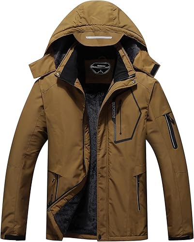 Chaqueta de esquí impermeable con capucha para hombre, abrigo cálido de nieve para el invierno