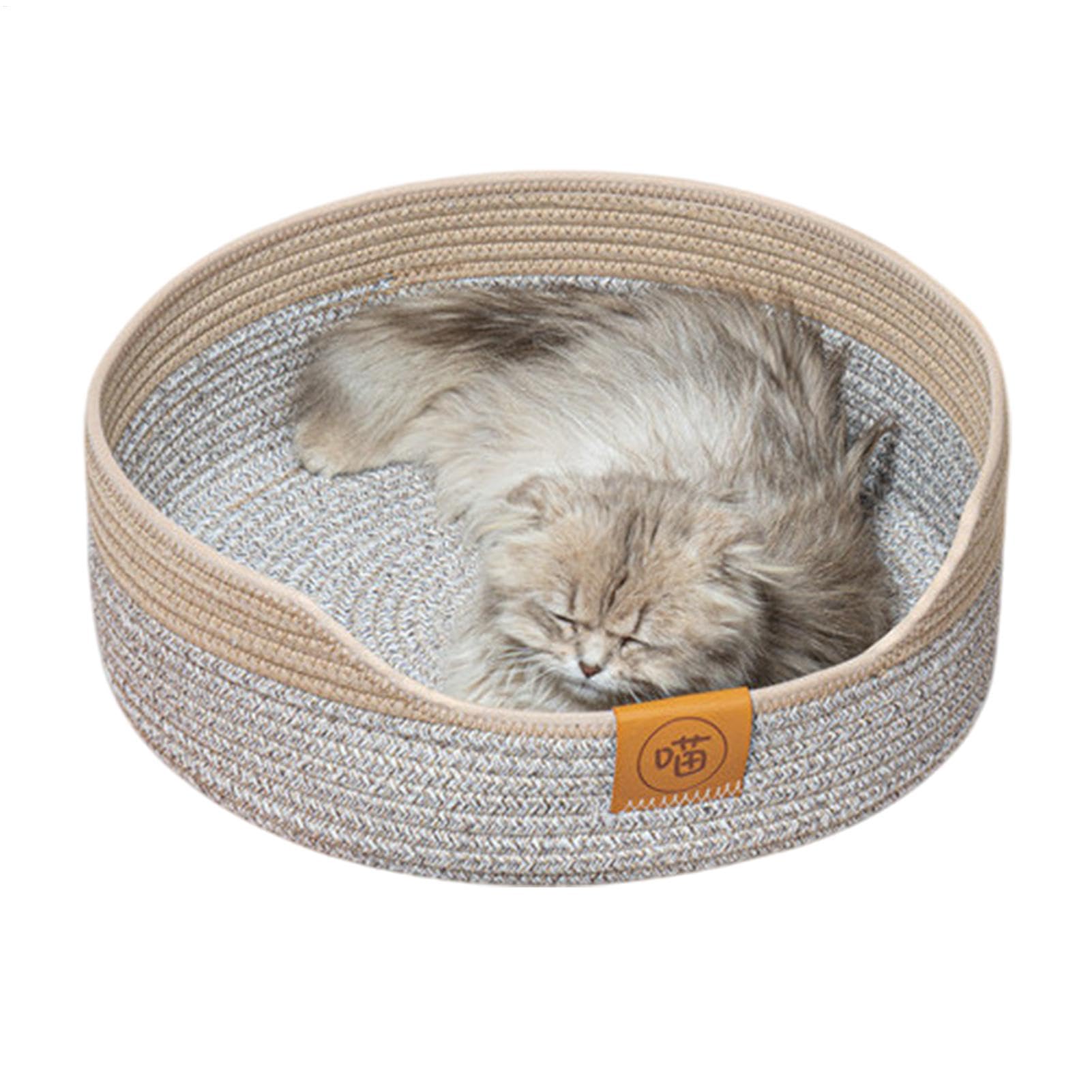 Lit apaisant pour chat et chiot chaud en coton tressé lavable qui protège du froid