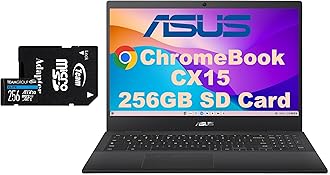 ASUS CX15 Everyday Value Chromebook 15.6" FHD Display (Intel Celeron N4500, Intel UHD Graphics, 8GB LPDDR4, 320GB Storage (64GB SSD + 256GB Micro SD Card), WiFi 6, Webcam, BT 5.2, Chrome OS) (Renewed)