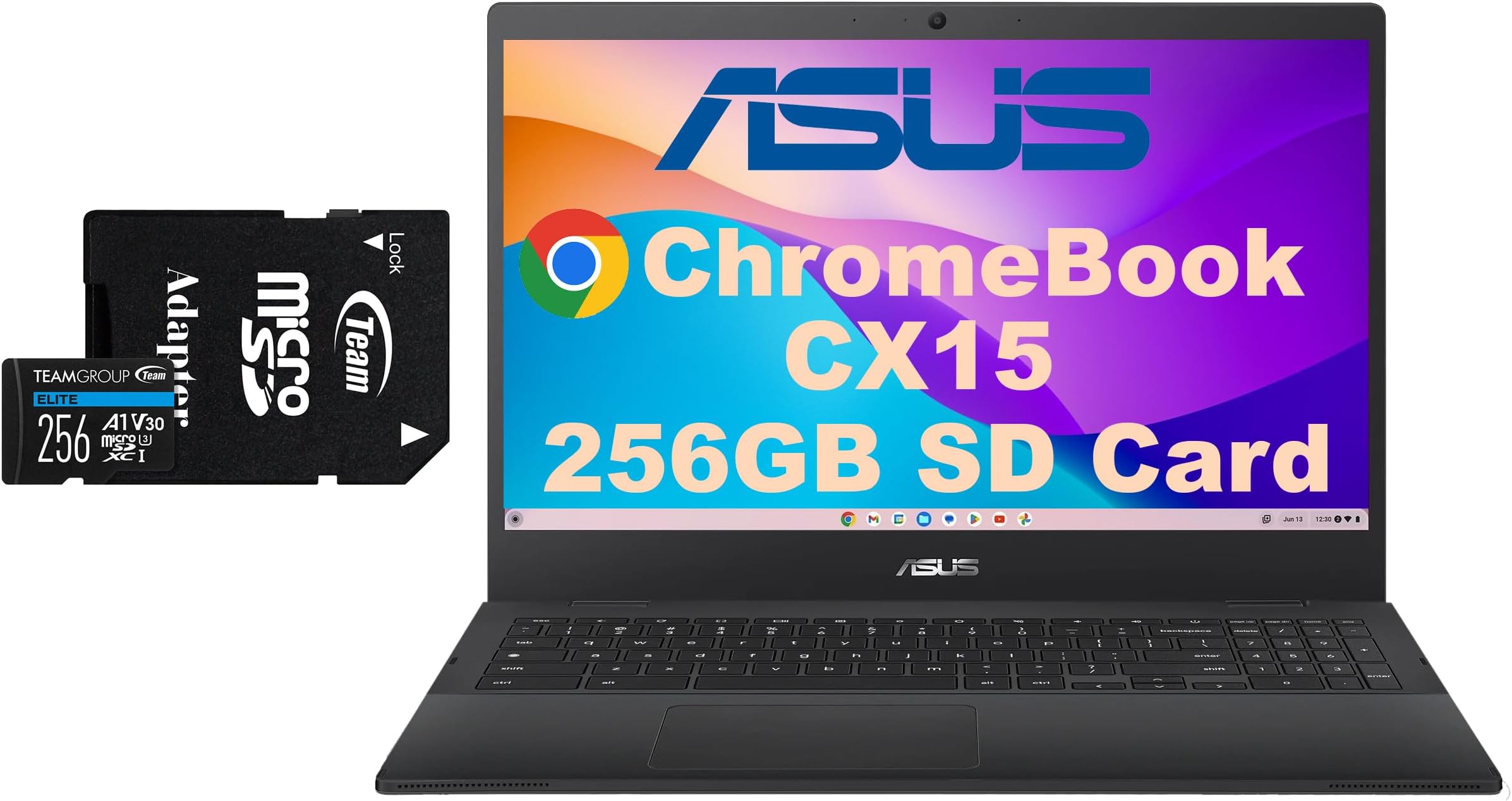 ASUS CX15 Everyday Value Chromebook 15.6" FHD Display (Intel Celeron N4500, Intel UHD Graphics, 8GB LPDDR4, 320GB Storage (64GB SSD + 256GB Micro SD Card), WiFi 6, Webcam, BT 5.2, Chrome OS) (Renewed)