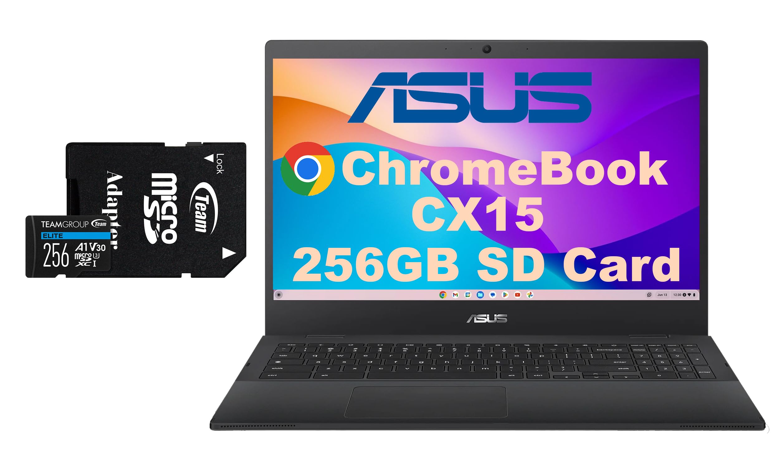 ASUS CX15 Everyday Value Chromebook 15.6" FHD Display (Intel Celeron N4500, Intel UHD Graphics, 8GB LPDDR4, 320GB Storage (64GB SSD + 256GB Micro SD Card), WiFi 6, Webcam, BT 5.2, Chrome OS) (Renewed)