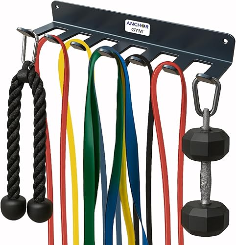 Miniatura 1 de Anchor Gym Estante de almacenamiento para bandas de resistencia, organizador de gimnasio para cuerdas, correas y mancuernas pequeñas, (L-17