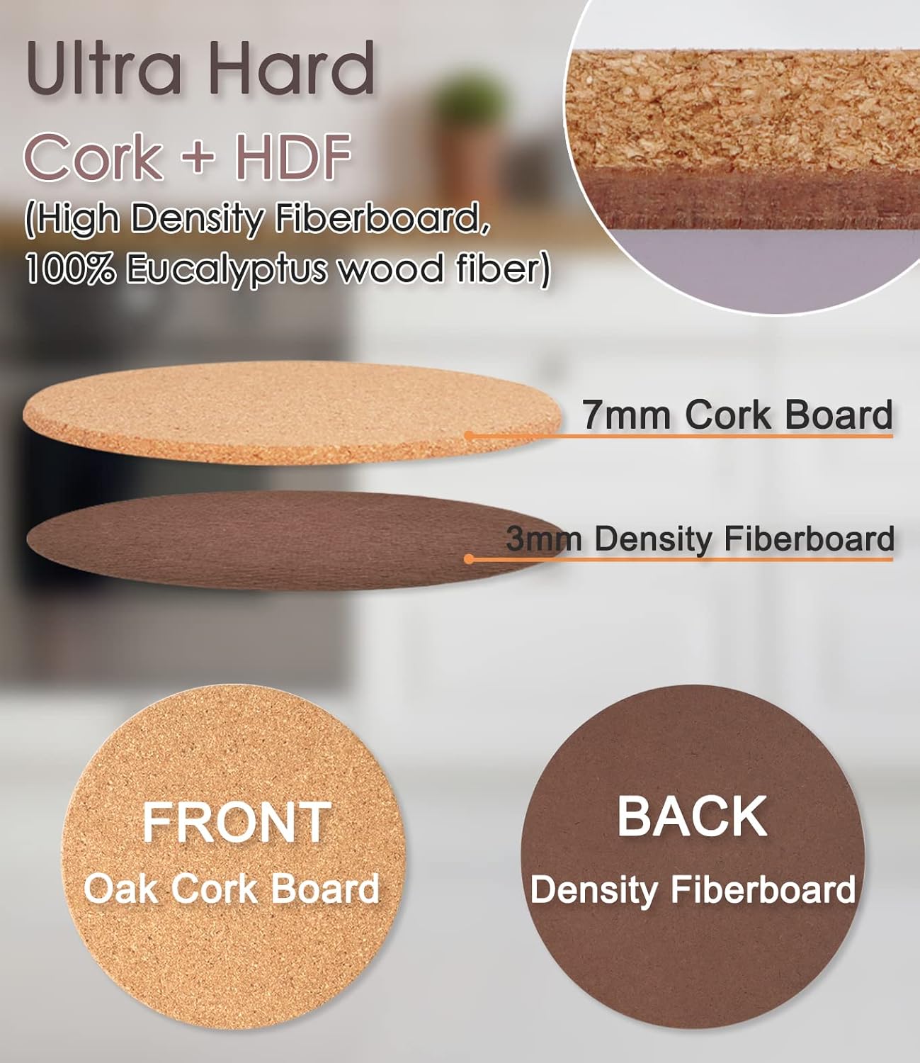 6 Pack High Density Thick Cork Trivets for Hot Dishes & 4 Pcs Double Layers Hard High Density Thick Cork Trivets for Hot Dishes