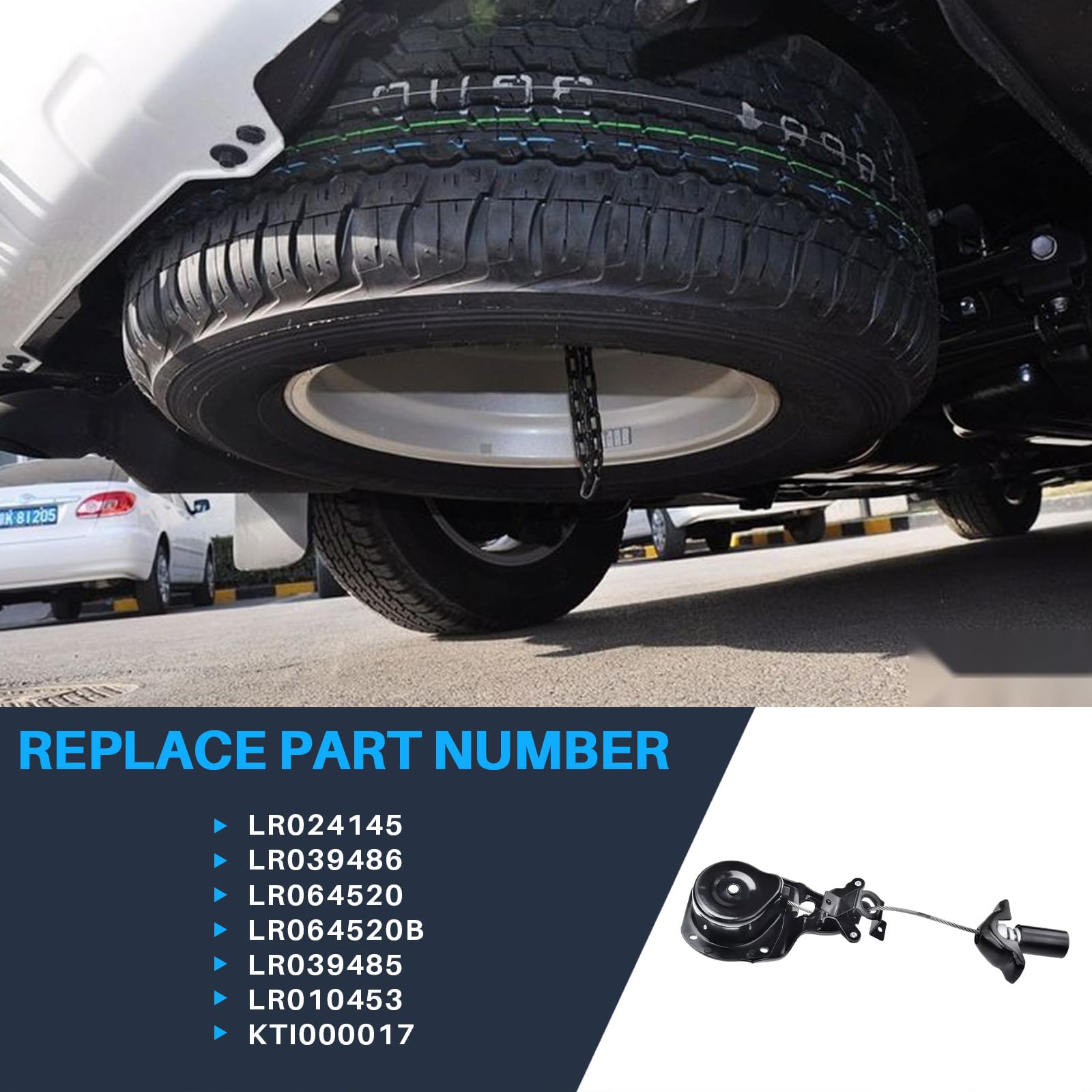 Kit de rueda de repuesto y cabrestante Rueda de repuesto Cabrestante Kit de rueda de repuesto y cabrestante Rueda de repuesto Cabrestante Compatible con Discovery 3 4 2004-2013 Sport 2005