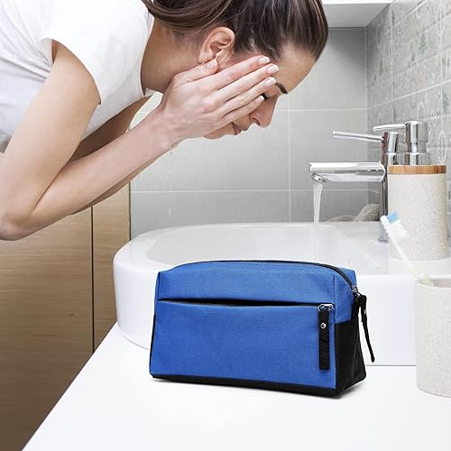 Miniatura 7 de BuyAgain - Neceser de aseo para viaje, impermeable, kit de maquillaje para hombres o mujeres, Azul  Patchwork,