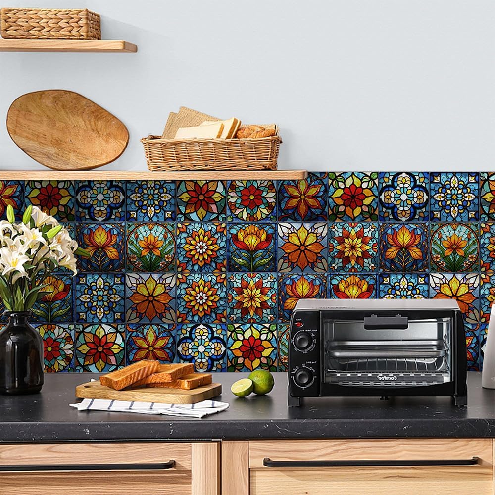 VICCI Tile Decals Peel and Stick Backsplash, 5.9”X5.9” Self Adhesive Wall Stickers (Pack of 12, Thicker Design)
