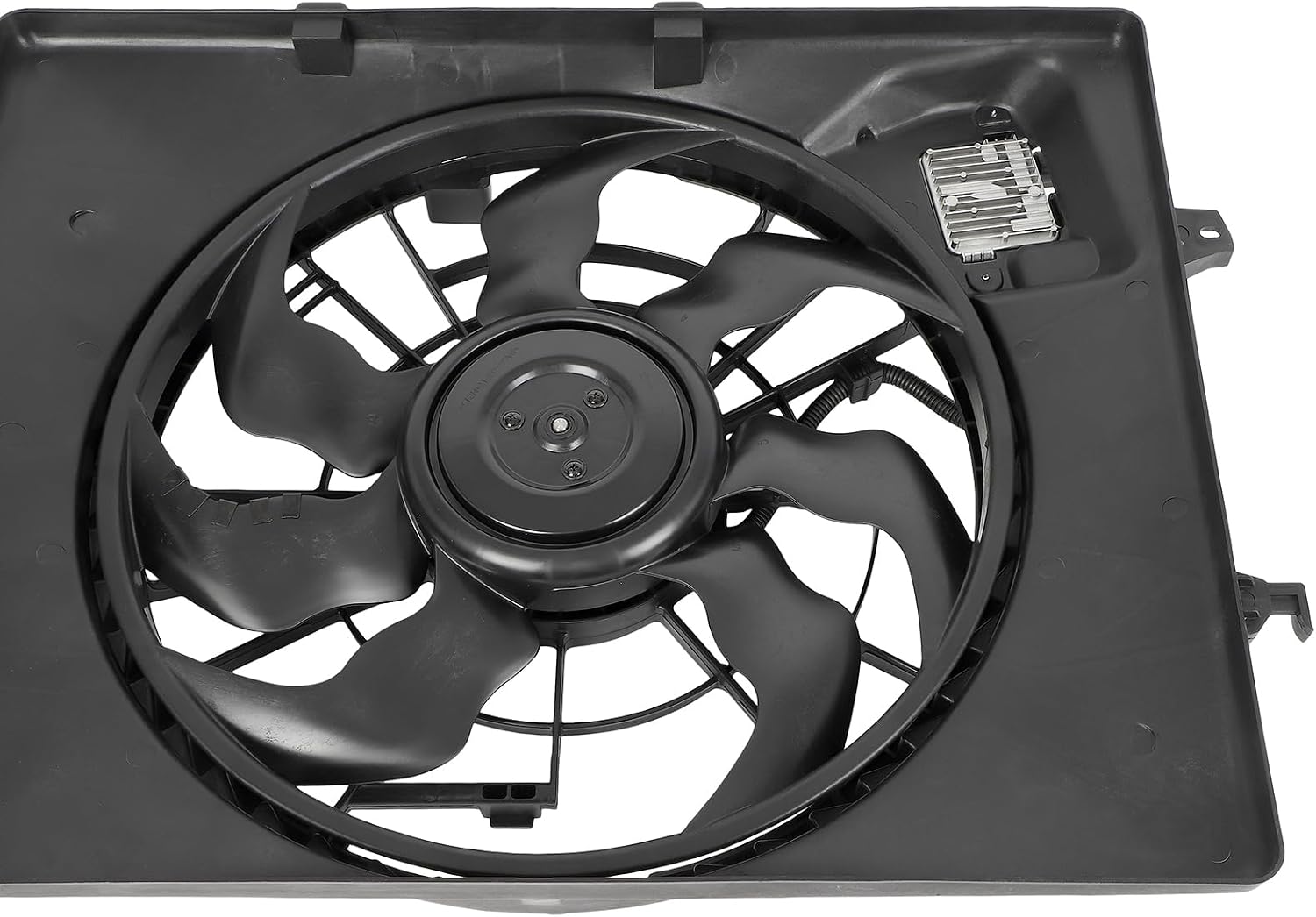 Radiator Cooling Fan Assembly Compatible with 2014 for Hyundai for Sonata 2.4L 2014-2015 for Kia for Optima 2.4L, Black Radiator Fan Direct Fit Replacement for Engine Cooling Fan