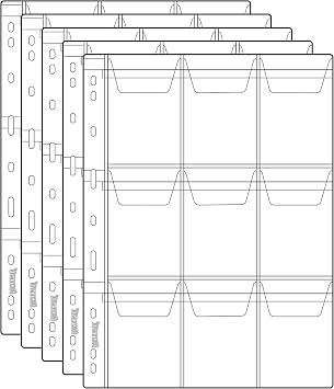 45 Pockets Coin Collecting Pages 65x93mm Collection Storage 5 Sheets