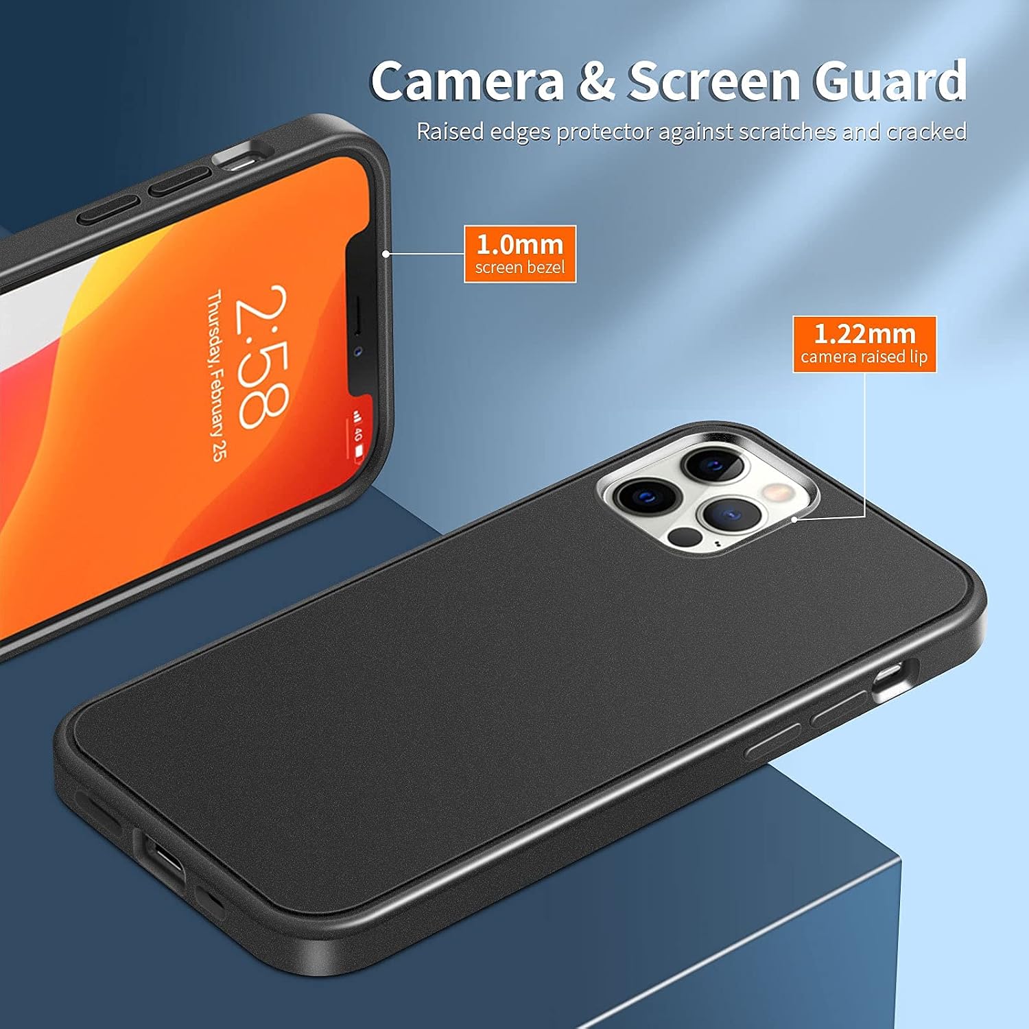 OTAO Shockproof Designed for iPhone 13 Pro Max Case, [Metallic Finish Matte] Anti-Fingerprint/Scratch iPhone 13 Pro Max Phone Case, Comfortable Grip Case Cover-Black 6.7 inch