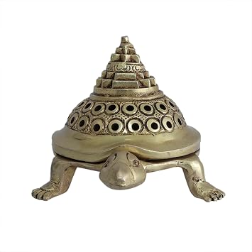 Brass Shree Yantra on Tortoise | Vastu & Spiritual Decor for Home & Office | 5.4 x 4 x 3.2 Inch | 861 Gram | 2 Pcs