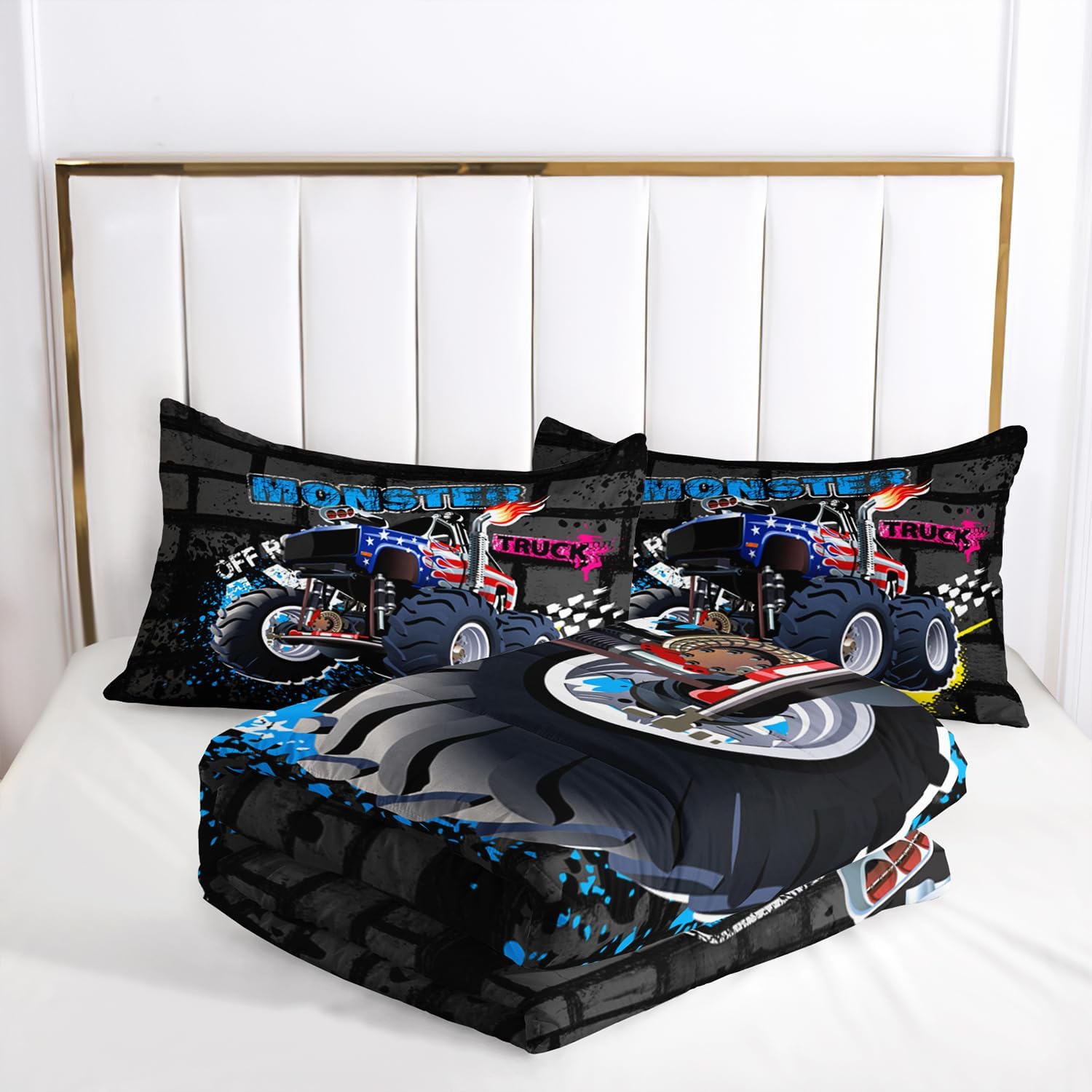 AILONEN Monster Truck Comforter Set - Full Size, 3-Piece Set Including Quilt and 2 Pillowcases - Image 5