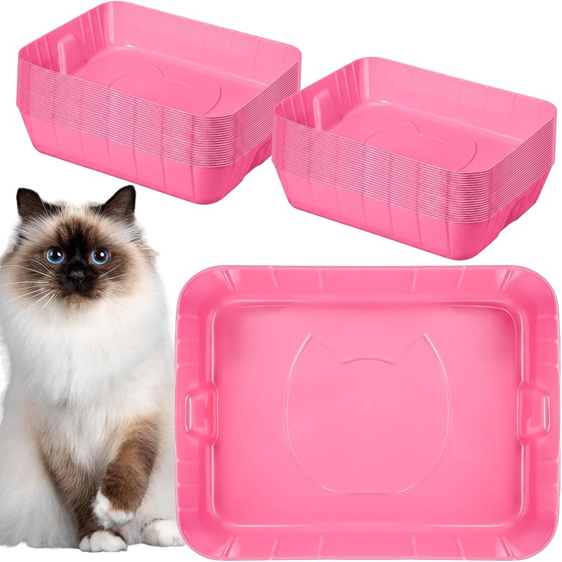 Caixa de Areia Descartável para Gatos Bokon de Plástico Rosa, 50 Unidades