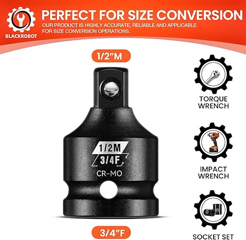 Miniatura 10 de Adaptador de enchufe de impacto de 34 "F a 1" M, acero Cr-Mo supera los estándares ANSI, reductor de accionamiento cuadrado para llave de