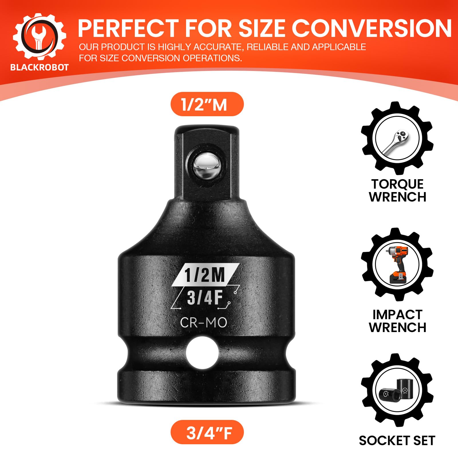 Amazon.com: BLACKROBOT 3/4”F To 1/2”M Impact Socket Adapter, Cr-Mo