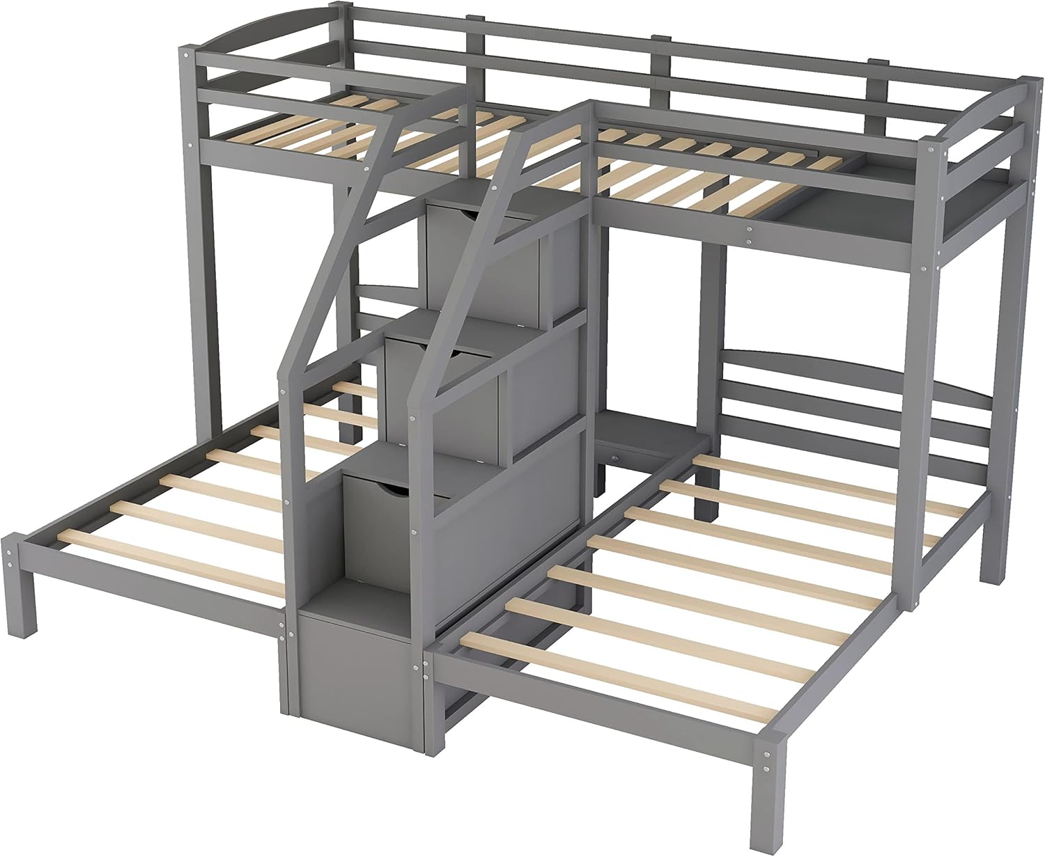 Close-up of the upper bunk's integrated storage board