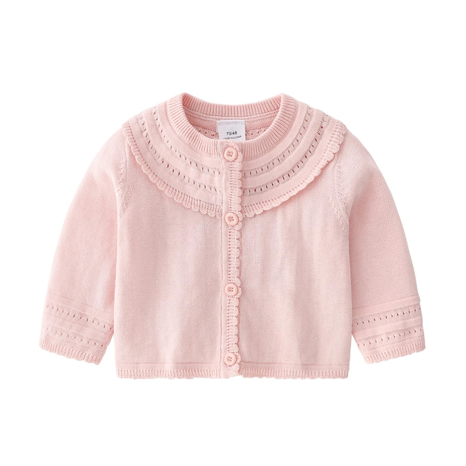 WWricotta Maglione lavorato a maglia di cotone per neonata neonata, autunno, tinta unita, maniche lunghe, cardigan445