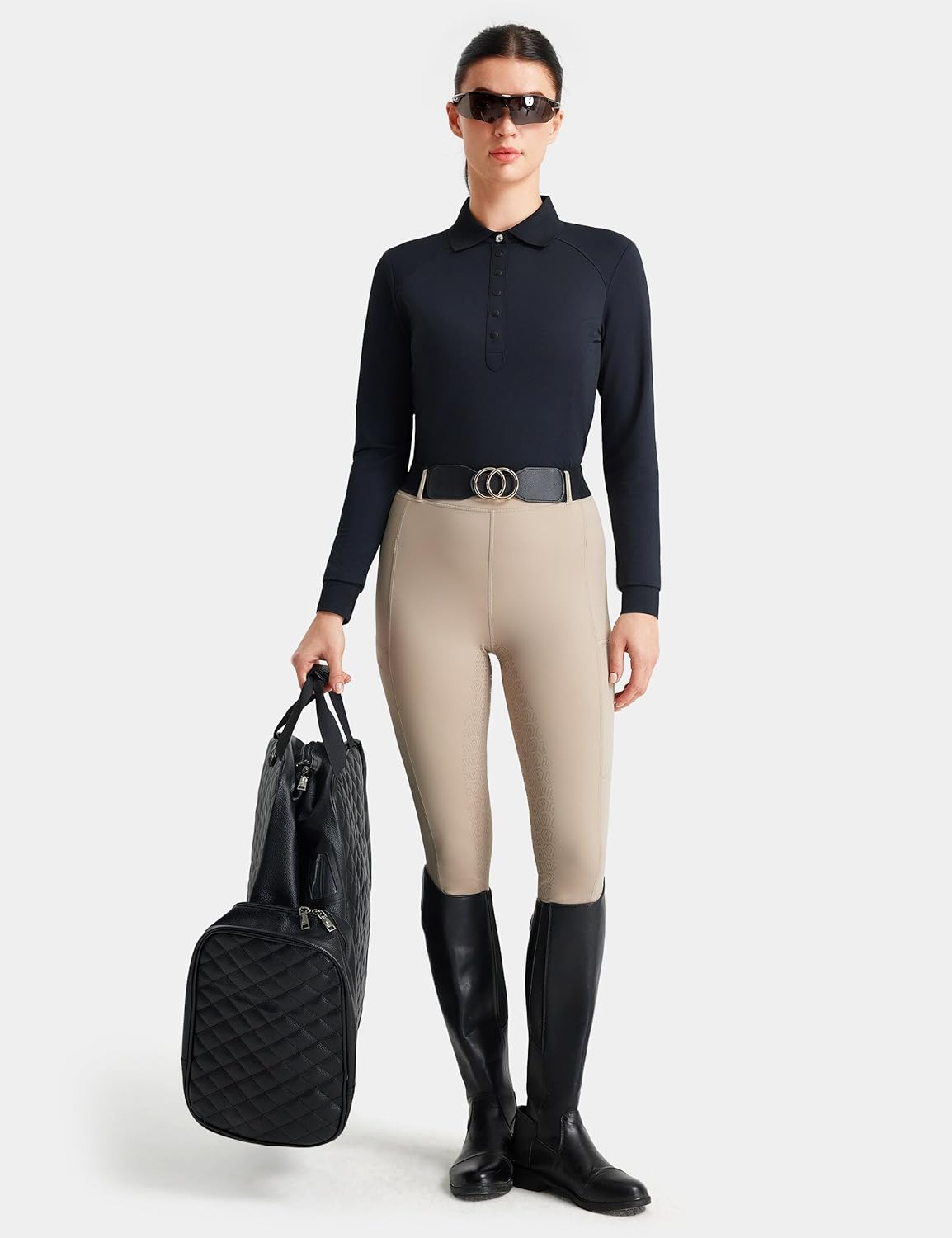 FitsT4 Sports Equestrian Shirts for Women UPF50+ Long Sleeve Horse Riding Shirts Moisture Wicking Golf Shirts Polo Style - Image 6