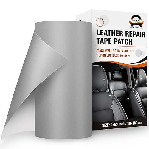 Cinta de reparación de cuero autoadhesiva, parche de reparación de cuero de 4 x 63 pulgadas para muebles, kit de reparación de cuero para asientos