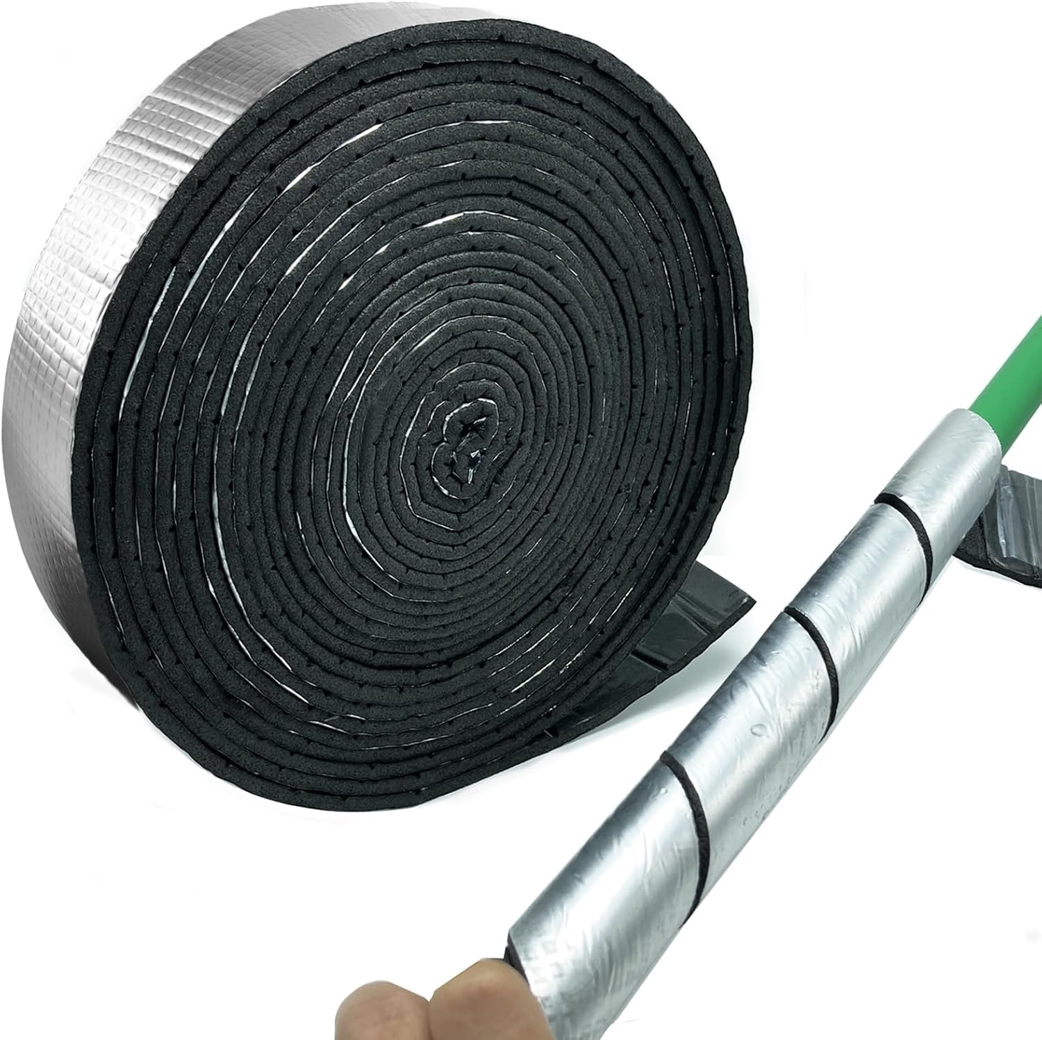 32.8FT Pipe Insulation Tape Wrap, Aluminum Foil Pipe Foam Insulation Tape, Self Adhesive Outdoor Winter Cold Hot Water Pipe Winterizing, Heat Preservation, 2INX 32.8FT