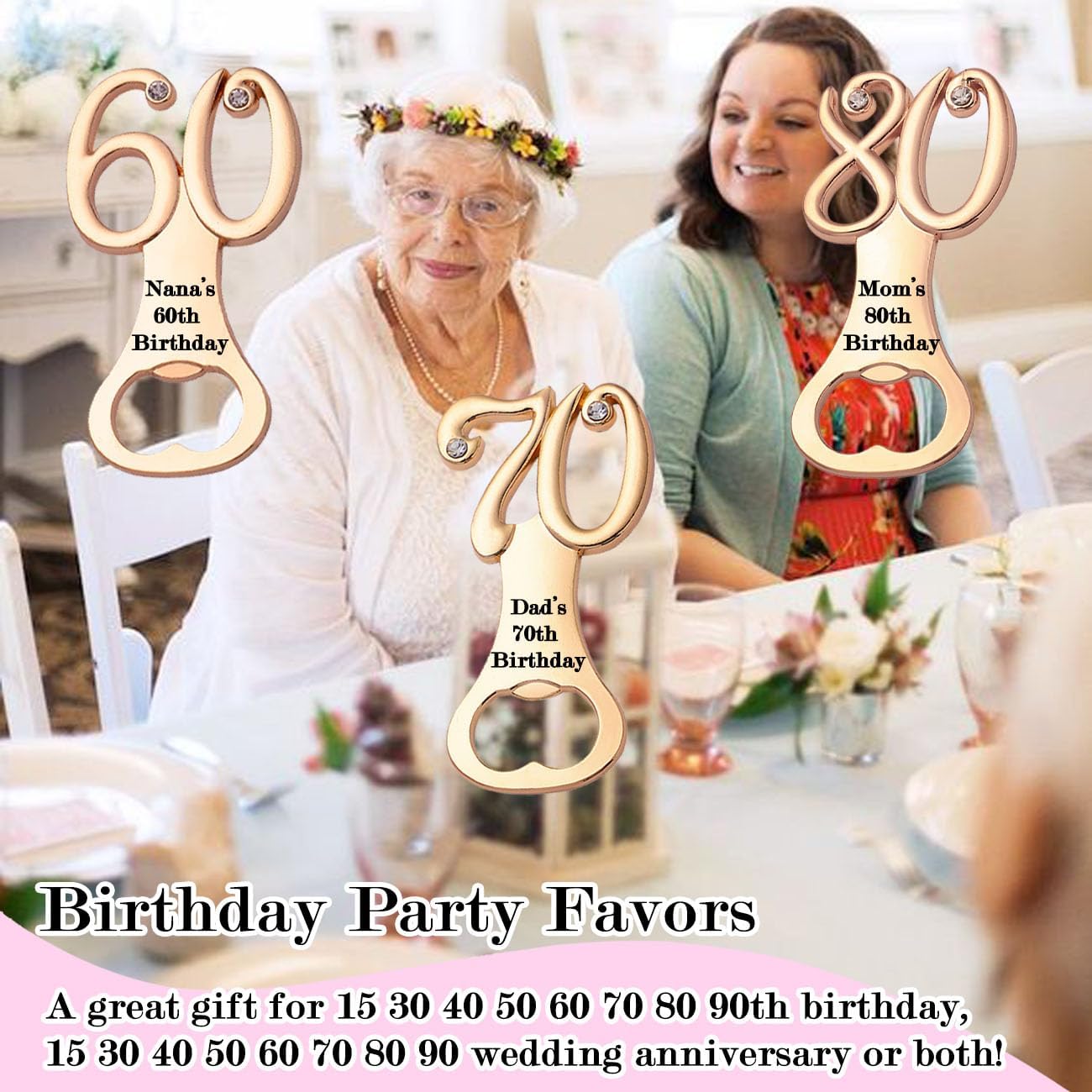 24 Pcs Custom Creative Bottle Openers, Numbers-Shaped Bottle Opener for 50th Birthday Party Favors 50th Wedding Anniversary, Engraved with Name Baby Shower Souvenirs Gifts Decorations for Guests