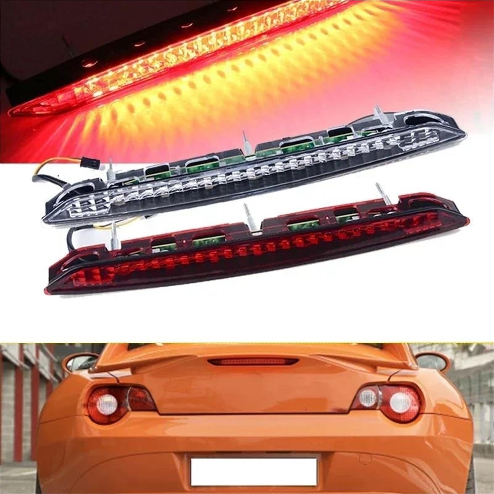 Terza luce del freno, 1 pezzo, luce di stop per auto, LED, terza coda, lampada di segnale di arresto posteriore, per BMW Z4 E85 2003 2004 2005 2006 2007 2008 63256930246 Posteriore (rosso)