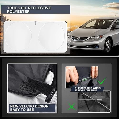 Miniatura 374 de Parasol para parabrisas de ajuste personalizado, cubierta para ventana delantera, visera plegable 210T, protector que bloquea los rayos ultravioleta