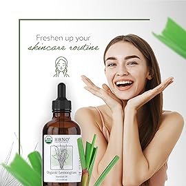HBNO Organic Lemongrass Essential Oil - Huge 4 oz (120ml) Value Size - USDA Certified Organic Lemongrass Essential Oil, Perfect for Aromatherapy, Soap Making, DIY, Diffuser
