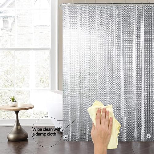 Vista 41 de Forro de plástico para ducha, forro de cortina de ducha de PEVA 4G de alta calidad con ojales inoxidables y 3 imanes pesados, cortinas de ducha