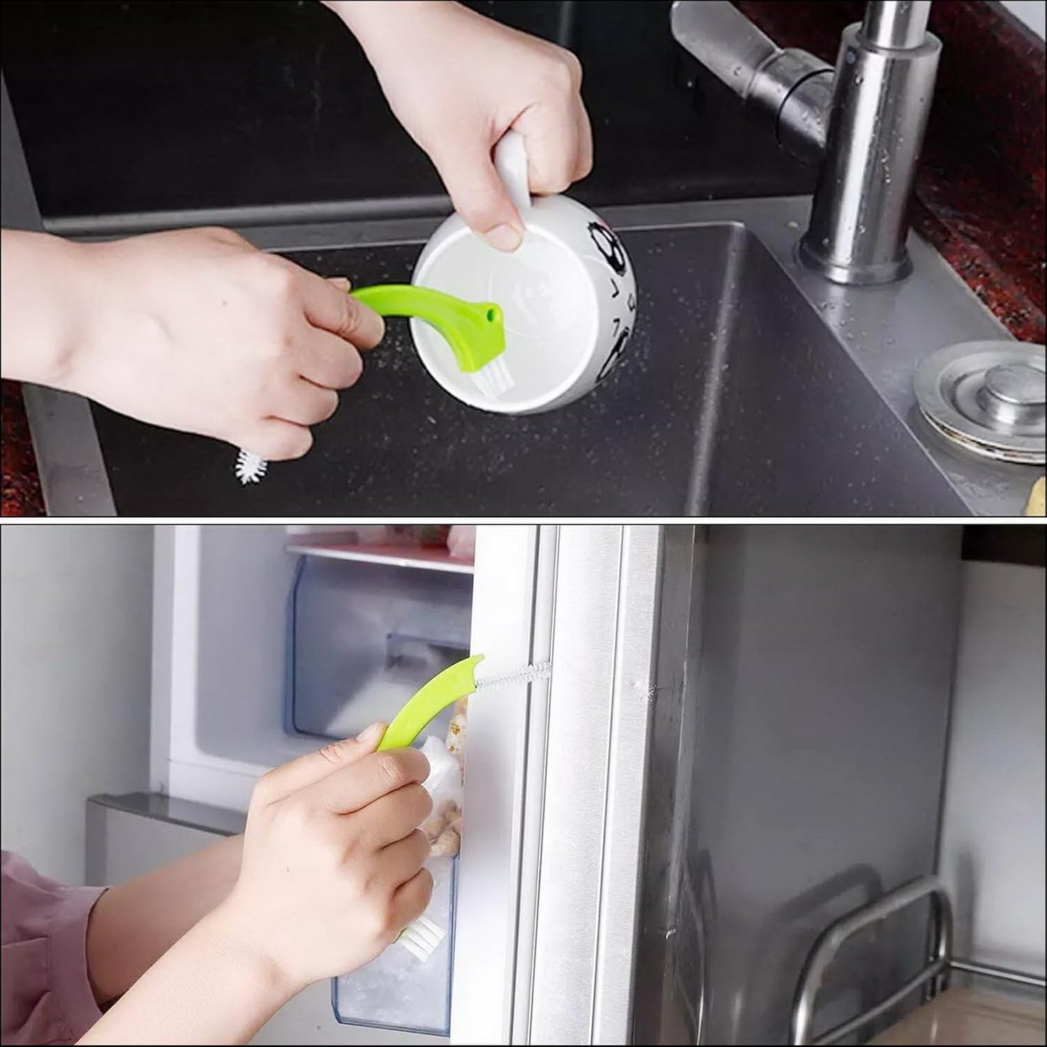 Green 3 in 1 Tile Grout Cleaning Brush Mould Remover Narrow Stiff Stain Cleaner