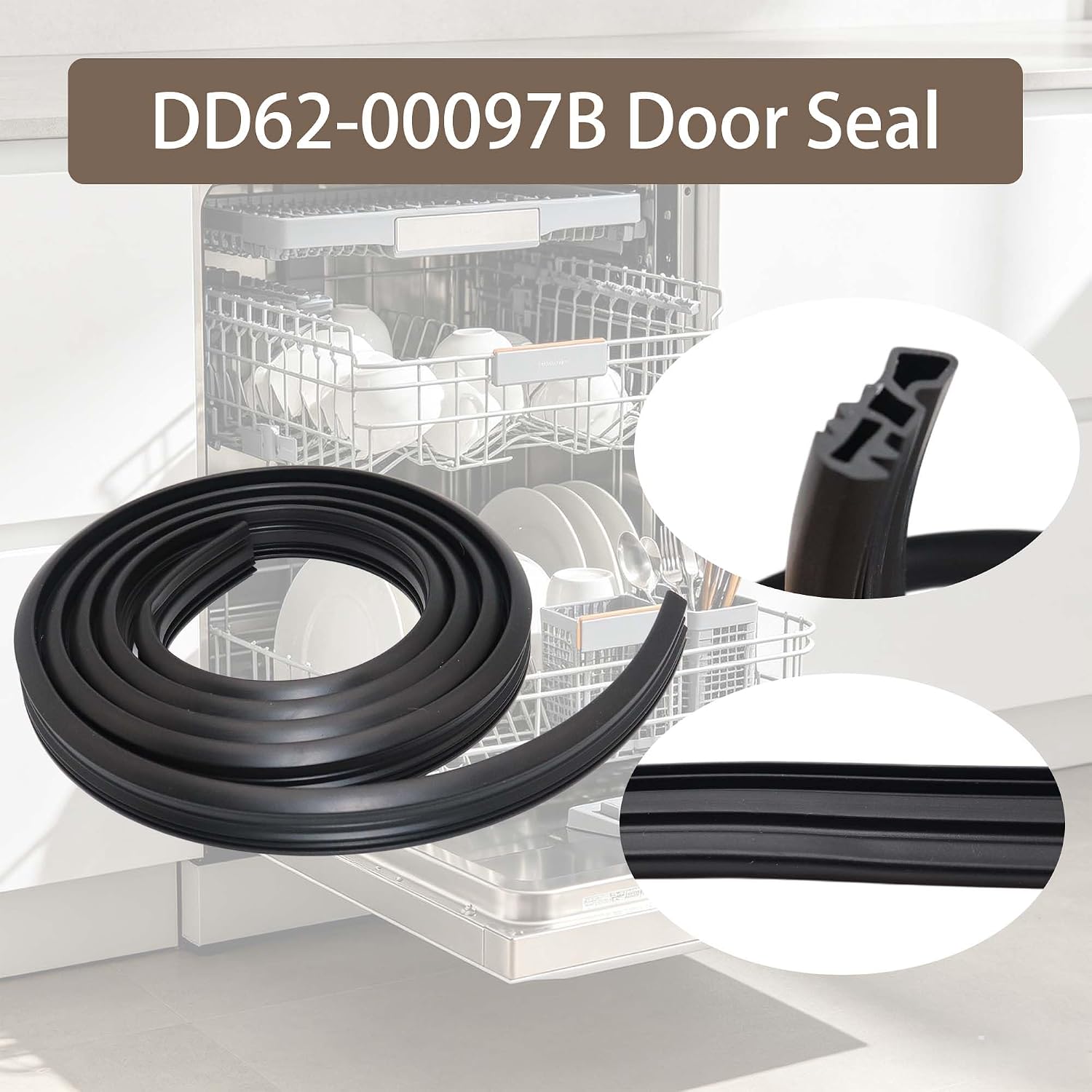 DD62-00097B Dishwasher Door Tub Gasket,Rubber Replacement Gasket, Replace 4001034 AP5950085 EAP10058976 PS10058976 ASM834838 PD00031751,Compatible with Samsung Dishwasher Models