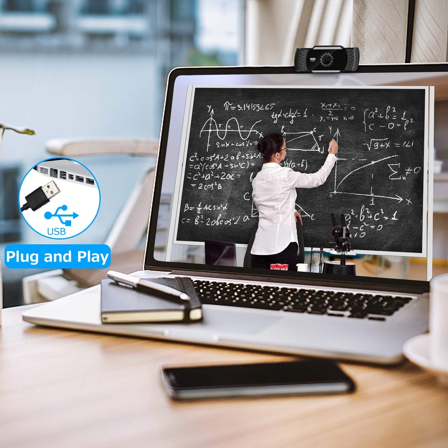 1080P Webcam, Full HD Web Camera with Built-in Dual Microphones, Wide-Screen Camera, and 70-Degree View for PC/Laptop/Desktop Live Streaming, Video Chatting, Recording, Conferencing, Online Teaching