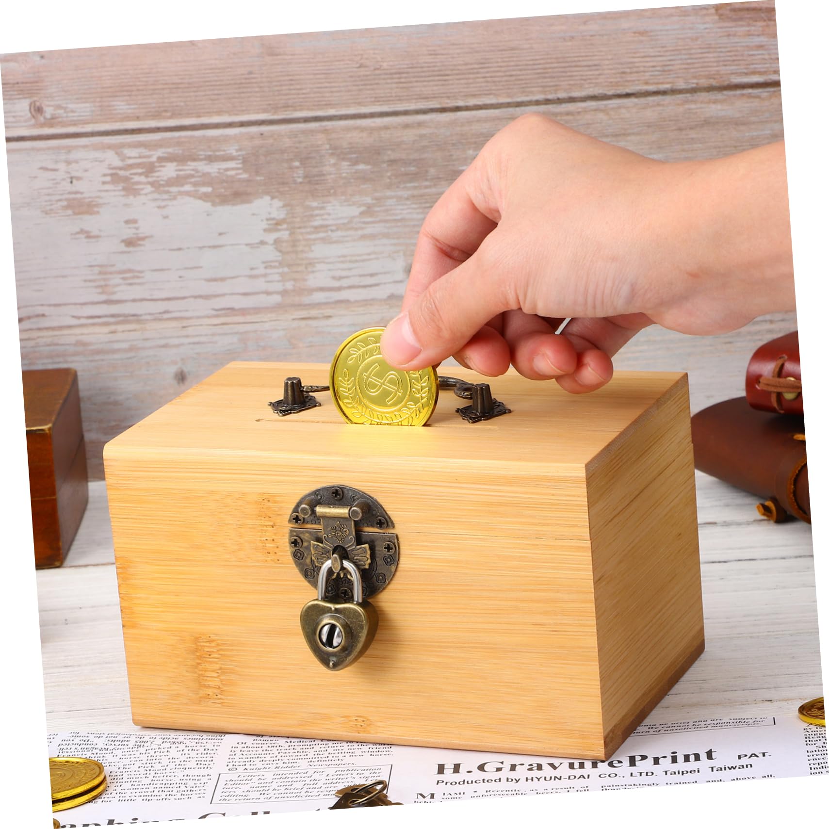Caja del Pirata de Madera Pequeña con Cerradura para Niños