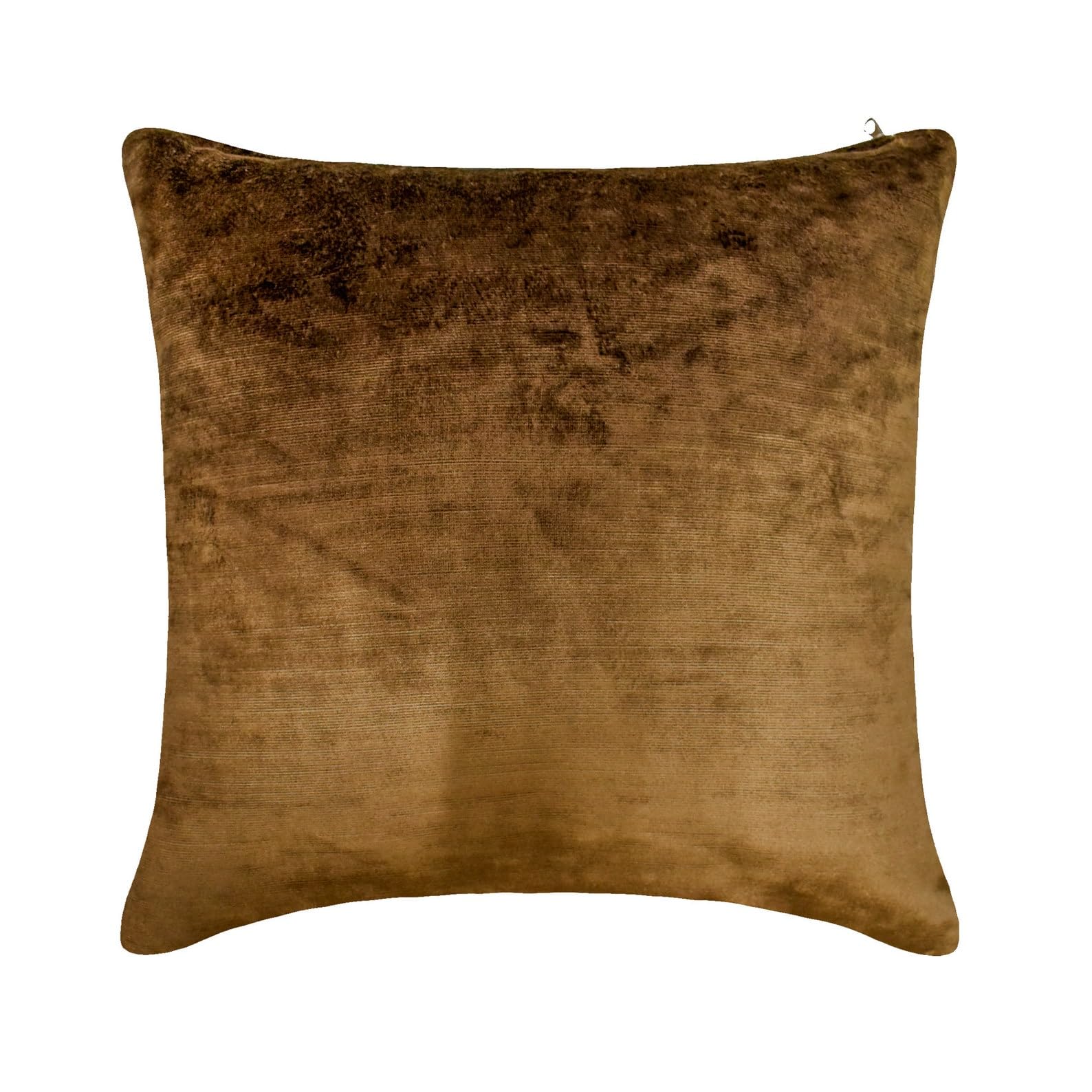The HomeCentric Decorative Brown Pack of 2, 65x65 cm (26"x26") Accent Euro Shams, Velvet Double Side Pillows Accent Euro Shams, Solid Color Pattern Modern Style - Velvet Choco Jules