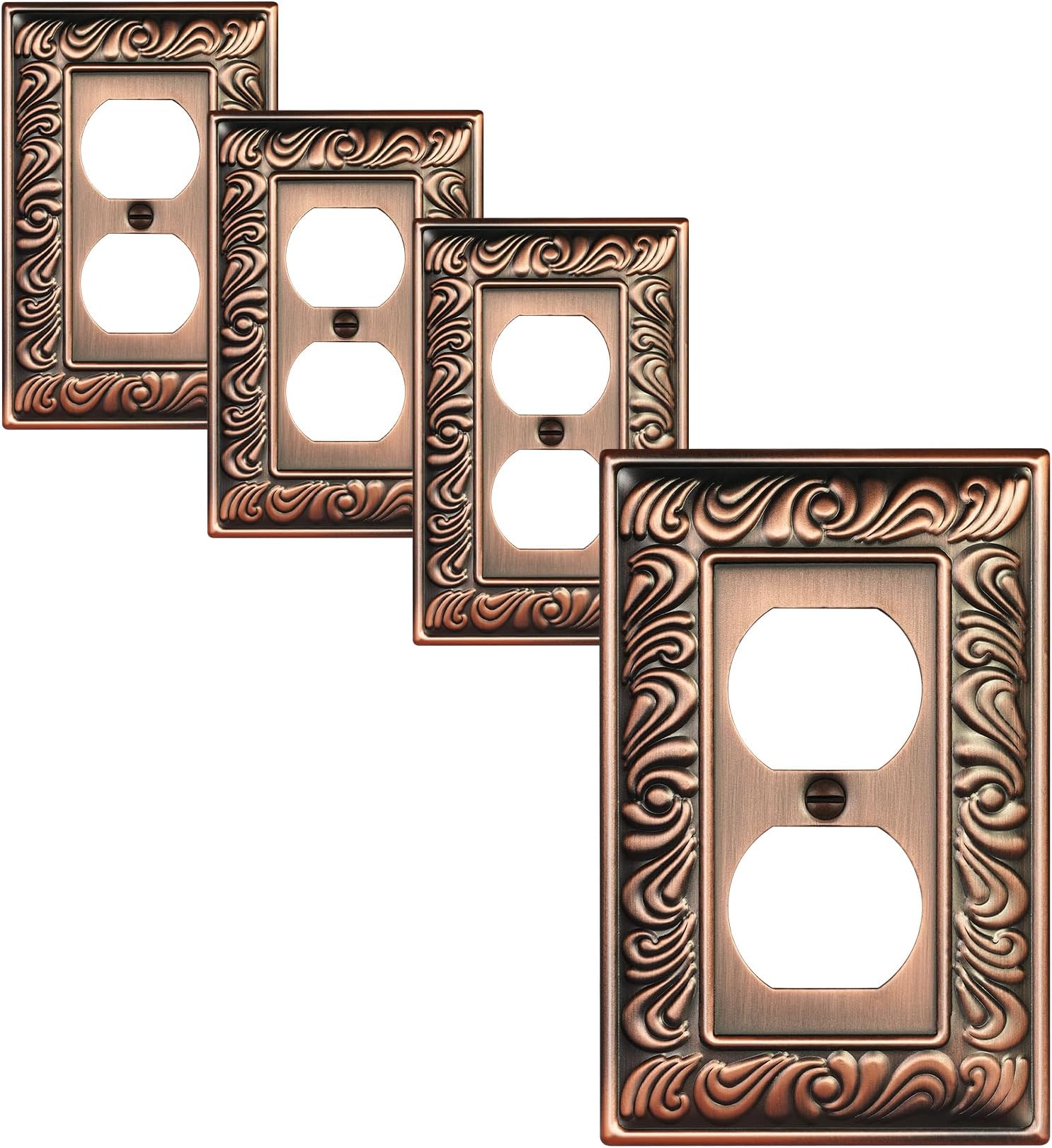 Franklin Brass W35060-pw-c Confezione Da 3 Placche Copriinterruttore Singole, Classic Beaded, Finitura Bronzo Con Riflessi Ramati - 3