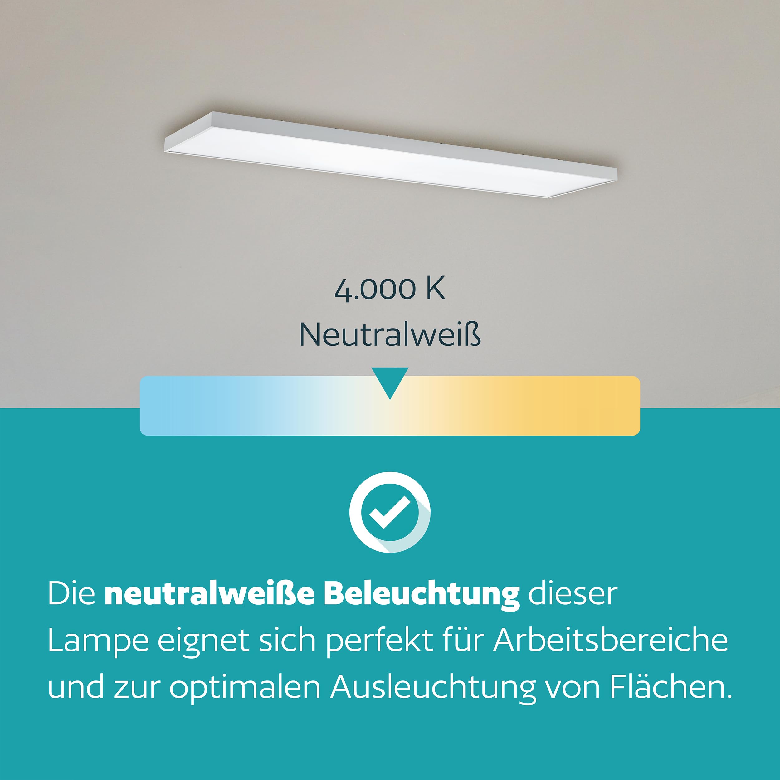 EGLO LED Panel Piglionasso, 120 x 30 cm, 4500 Lumen, Deckenlampe rechteckig | Küchenlampe, Bürolampe, Deckenleuchte neutralweiß