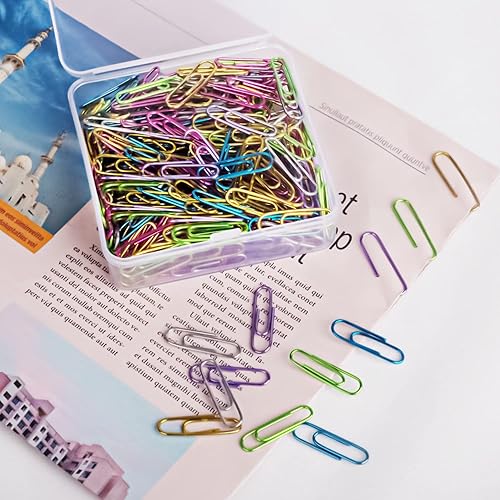 Miniatura 7 de 300 clips de papel de tamaño pequeño, clips recubiertos de colores surtidos suaves y duraderos para aula, oficina, escuela y uso personal