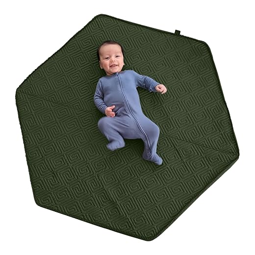 Boppy Baby Play Mat for Infants, Toddlers and Kids, Moss-Maze Green, One Hand Setup with Non-skid Backing to Support Floor Play and Tummy Time, Stores Flat and Easy Wash