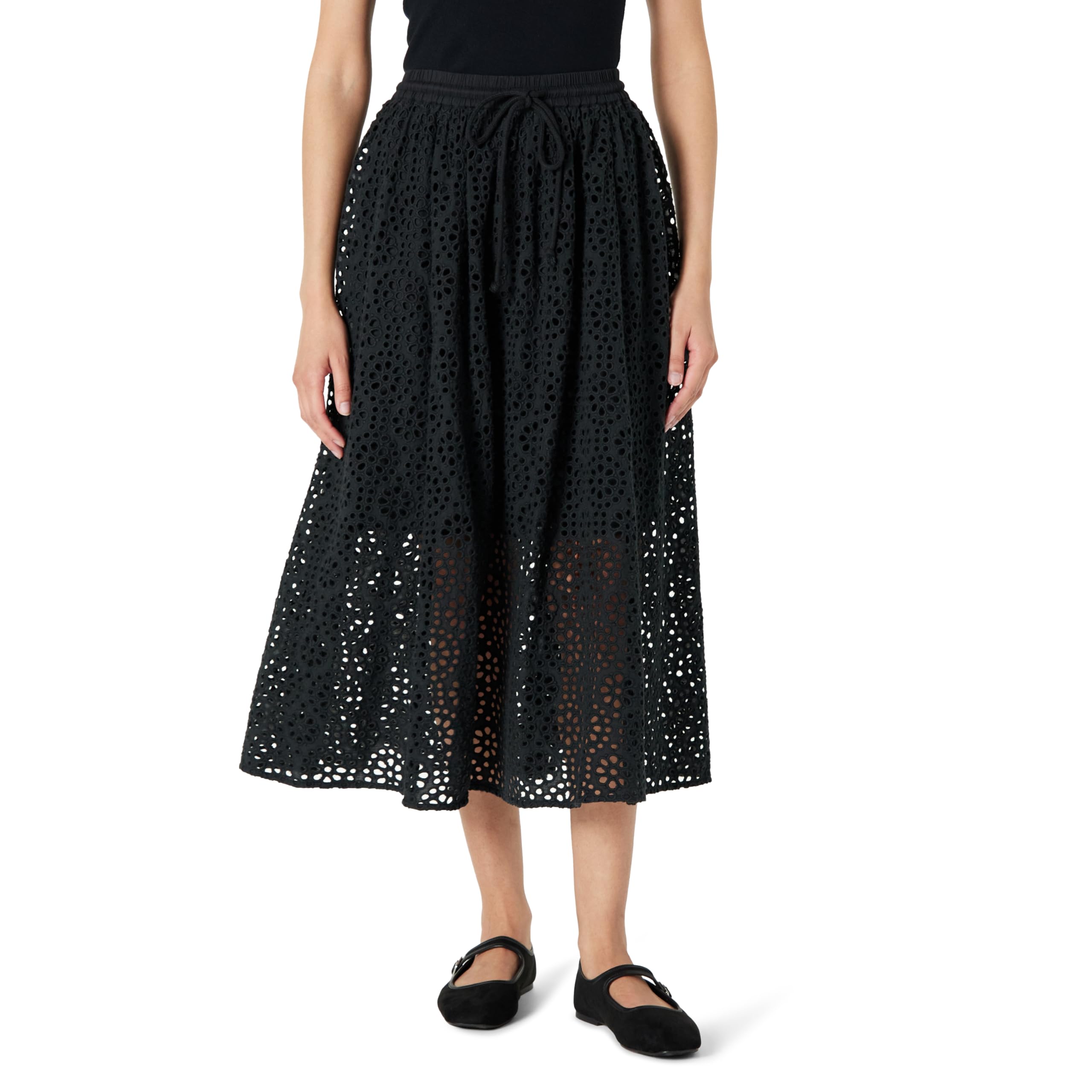 The Drop Damen Giorgi Lace Full Skirt Schwarz S