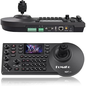 FoMaKo NDI PTZ Controller mit 4D Joystick IP LAN PoE Echtzeit-Vorschau-Bildschirm PTZ-Steuerung f r NDI-PTZ-Kamera Unterst tzung VISCA PELCO-D/P RS422/485 RS232 mit NDI-Lizenz KC608 Pro