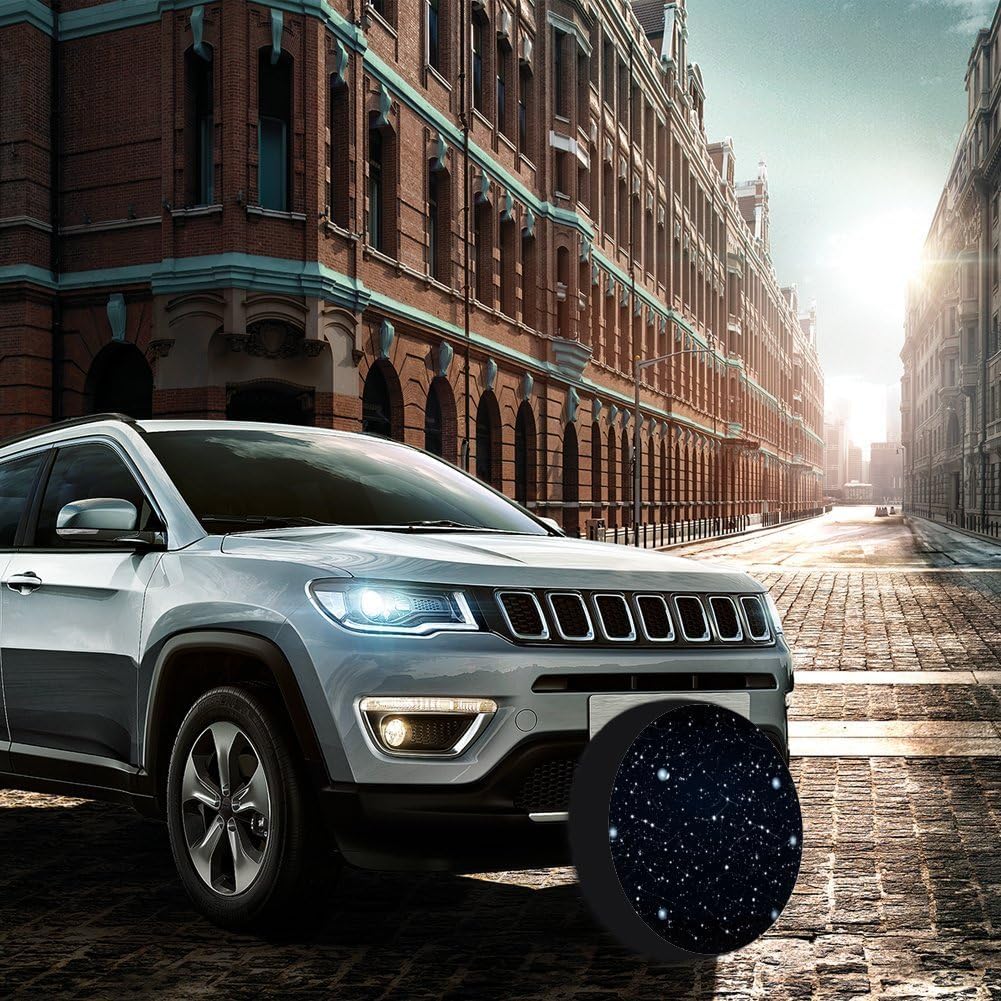 28"-34" Thickening Spare Tire Cover Constellations and Stars Pattern Waterproof Leather Tire Wheel Cover for Trailer Jeep RV SUV