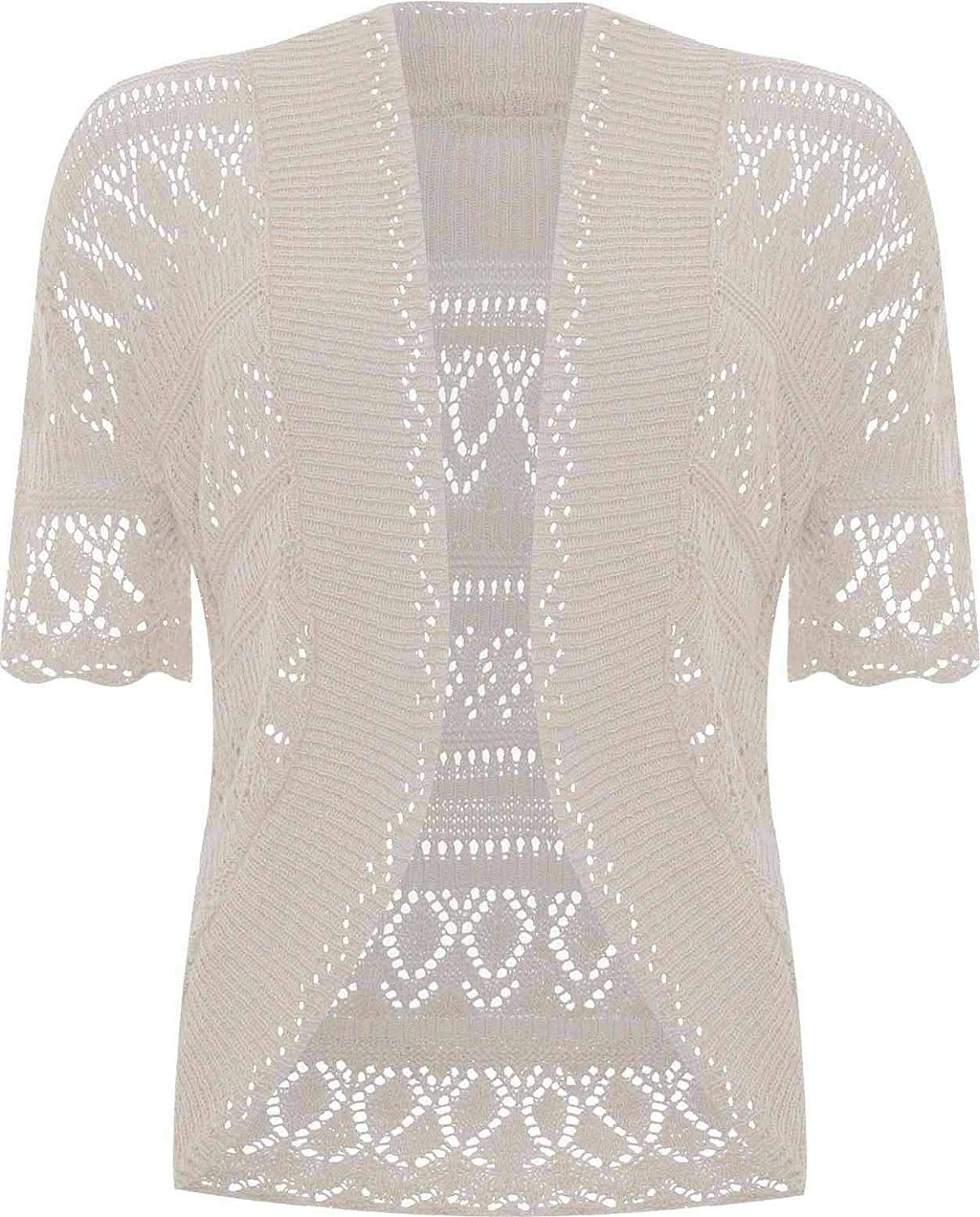 Rageit Women's Cream Bolero Shrug Crochet Knitted Cardigan