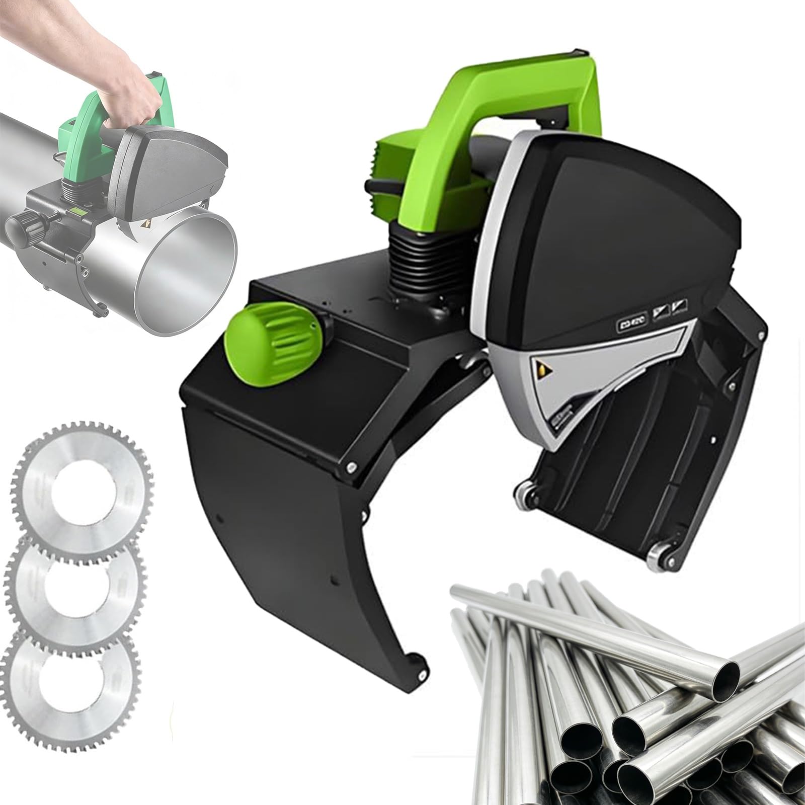 Cortatubos eléctrico: máquina cortadora portátil de Mano para Cobre, Acero, PVC, Rango de Corte de 15-400 mm, sin chispas, sin Rebabas y sin Ruido