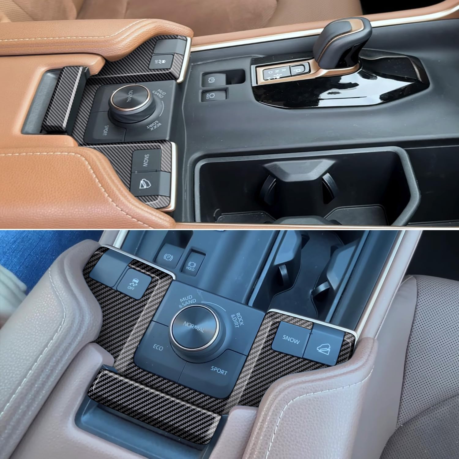 for Toyota Grand Highlander 2023-2025 ABS Carbon Fiber Armrest Box Button Frame Trim 2pcs Car Accessories