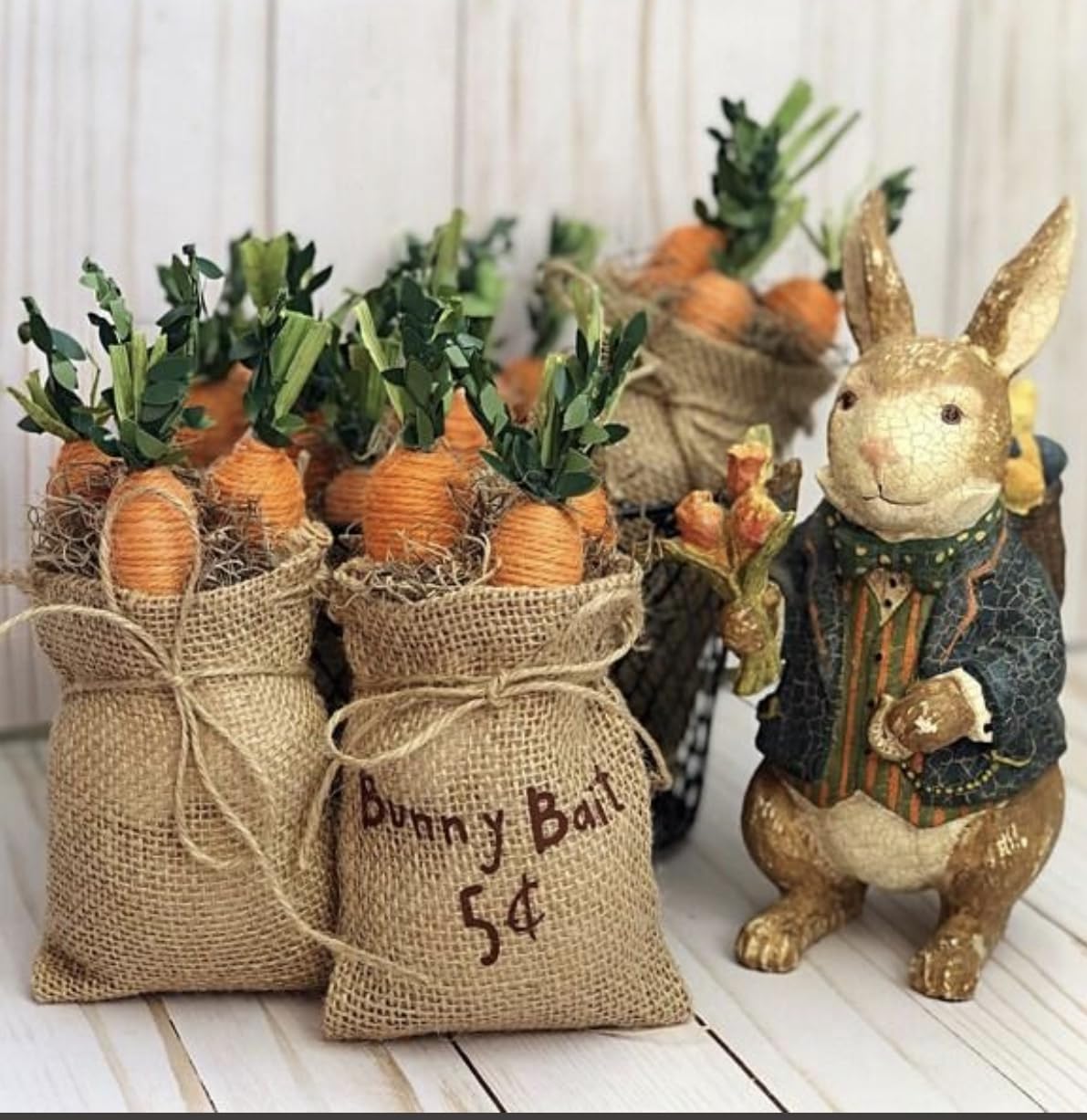 Generic SOL MAR 2Pks Jute Carrot Easter Decor - Create Festive Joy with 12-ct. of Jute Carrots for Easter Bunny Decorations and Crafts, Orange Green