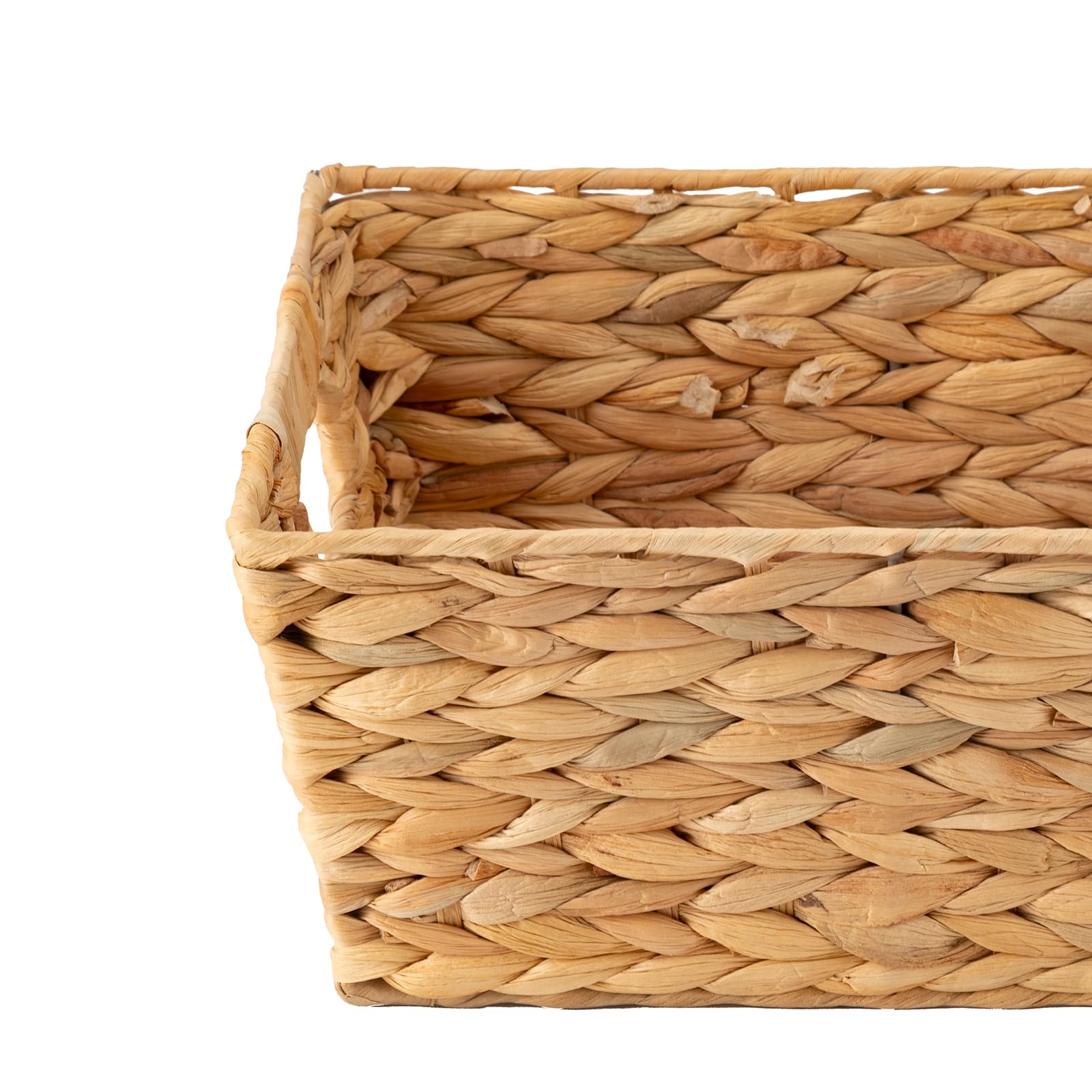 ECHTWERK Cestino portaoggetti in giacinto d'acqua, rettangolare, 35 x 25 x 16 cm, colori naturali, cestino in vimini, impilabile per bagno, ufficio e soggiorno