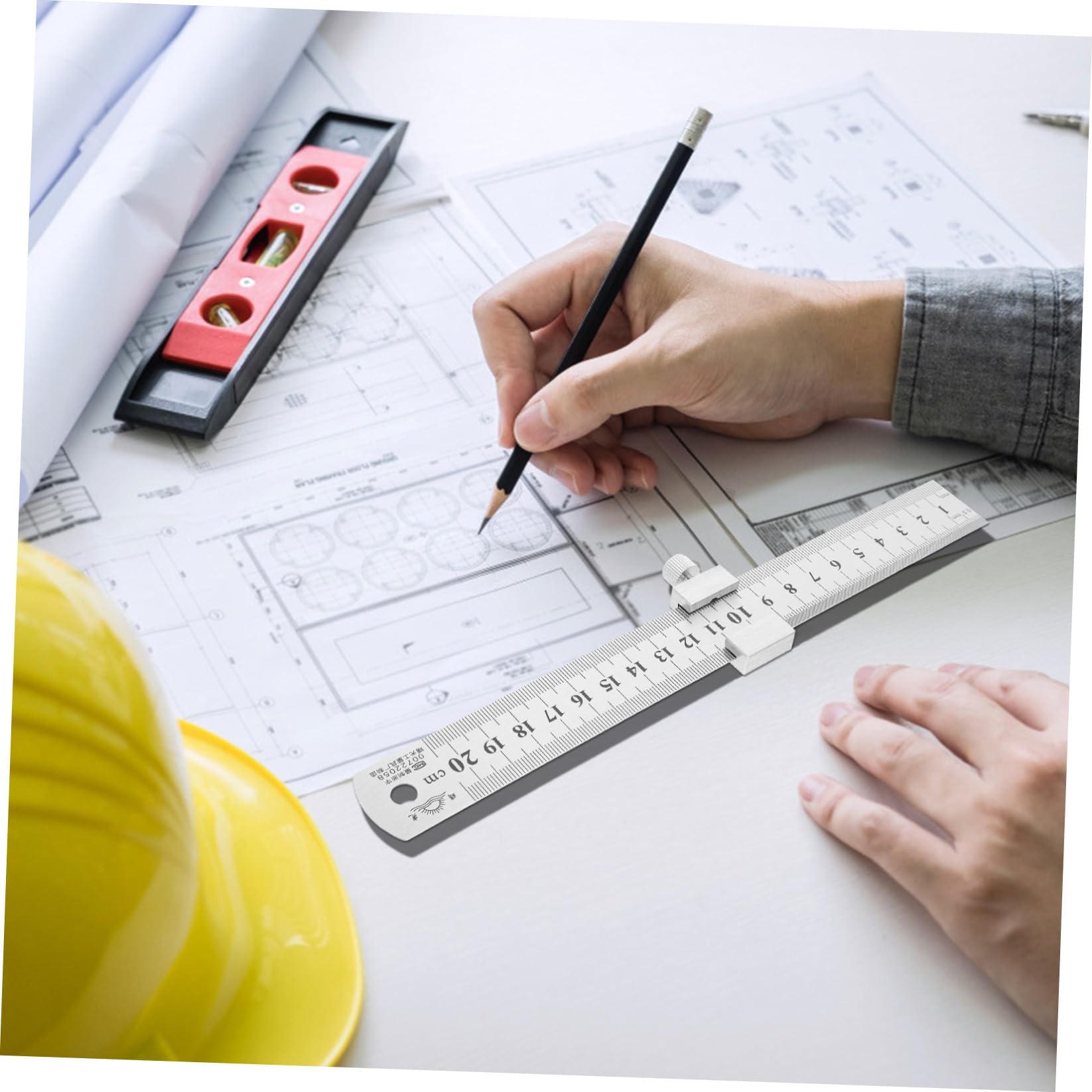 LALAFINA 3ensembles Règle Acier Avec Bloc De Positionnement Pour Menuisiers Architectes Et Ingénieurs Épaisseur Règle Pratique Et