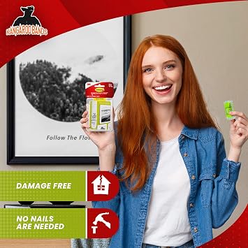 Picture Hanging Kit | Picture Hanging Strips Large & Leveler | 12-Pair | Perfect for Hanging Small & Large Frames, Photos, Pictures, Posters on Walls/ Drywalls | No Nail/ Hook Damage